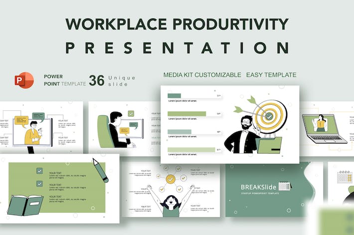 职场人物插画生产力主题PPT图解 - PPT派