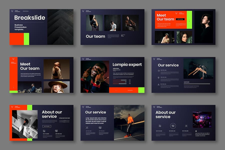 深色多彩图片展示商务Keynote模板 - PPT派