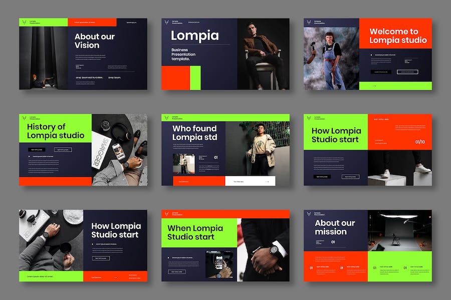 深色多彩图片展示商务Keynote模板 - PPT派