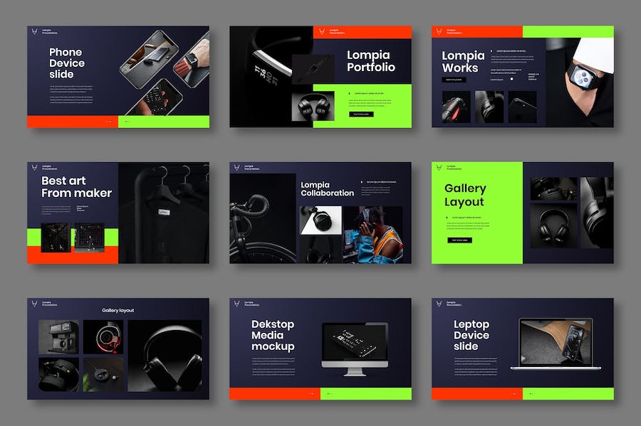 深色多彩图片展示商务Keynote模板 - PPT派