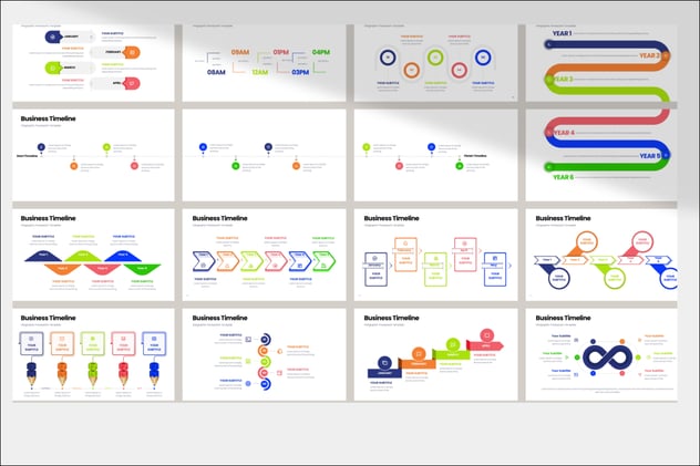 业务时间轴发展历程信息图形PPT模板 - PPT派