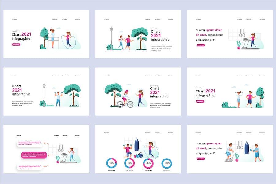 健身运动健康生活插画PPT模板 Retry - PPT派