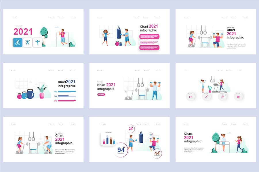 健身运动健康生活插画PPT模板 Retry - PPT派