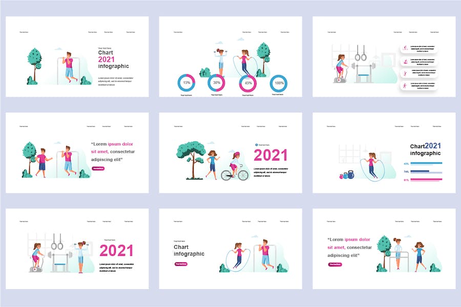 健身运动健康生活插画PPT模板 Retry - PPT派