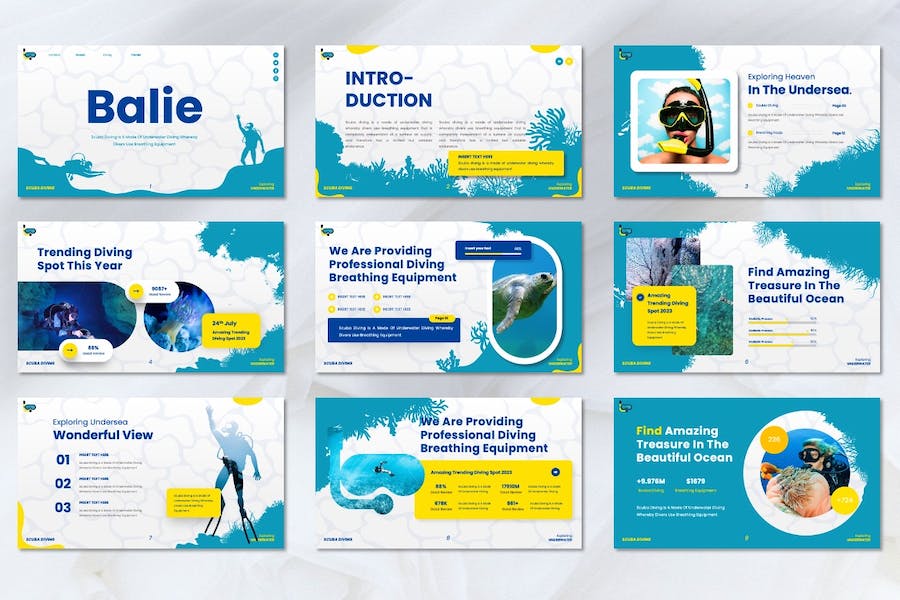 巴厘岛跳水运动体育主题Keynote模板 - PPT派