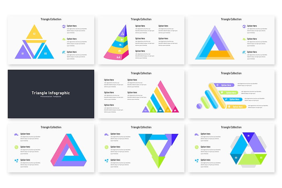 多色彩三角形信息图表PPT模板 - PPT派