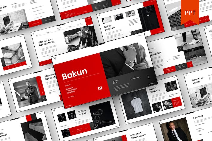 红黑配色商务企业品牌形象展示PPT模板 - PPT派