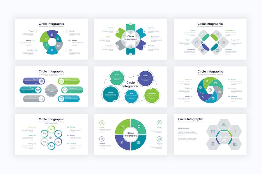 圆形循环信息图形PPT模板 - PPT派