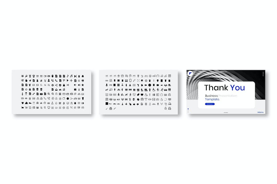 蓝白色图片网格商务提案Keynote模板 - PPT派