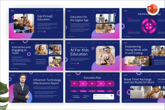 人工智能儿童教育科技学习方案PPT模板 - PPT派