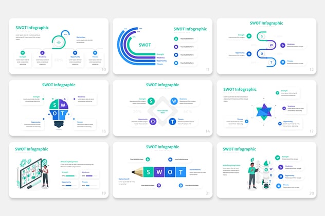 SWOT分析信息图形展示Keynote模板 - PPT派