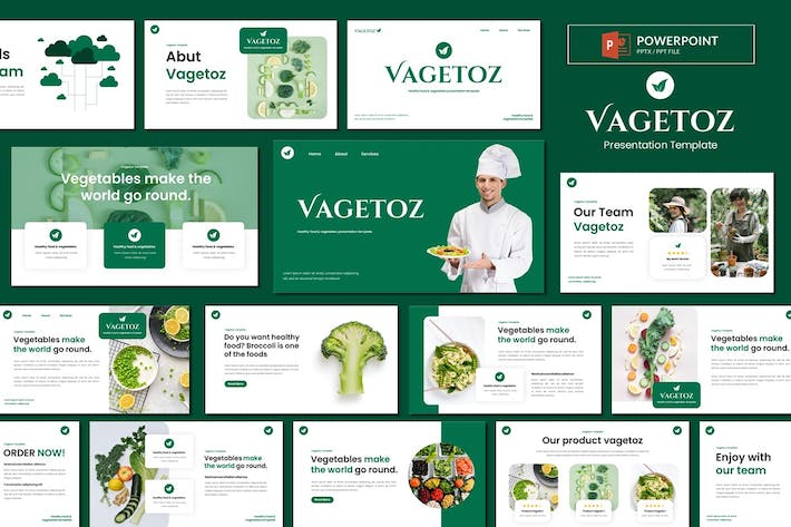 健康食品蔬菜营养推介PPT模板 - PPT派
