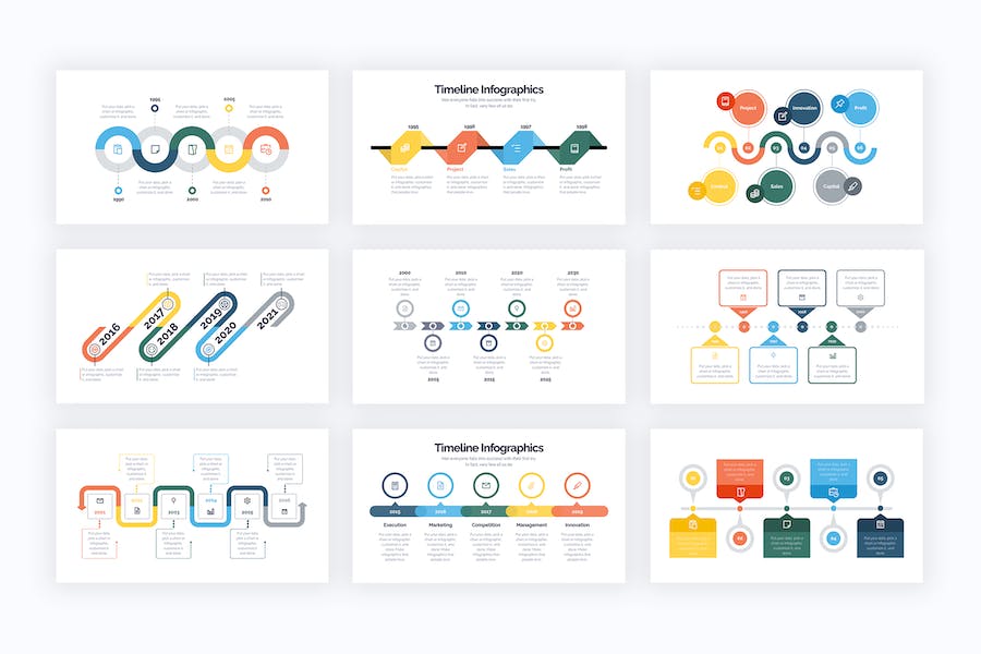 商业时间轴发展历程信息图表PPT模板 - PPT派