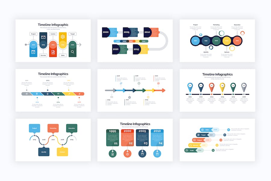 商业时间轴发展历程信息图表PPT模板 - PPT派