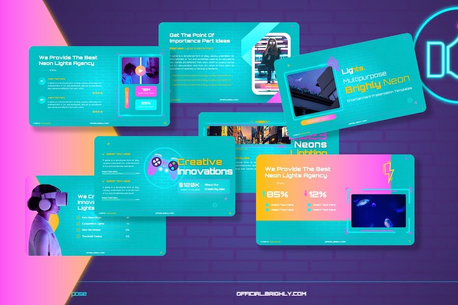 霓虹亮灯创意设计讲述展示方案PPT模板 - PPT派