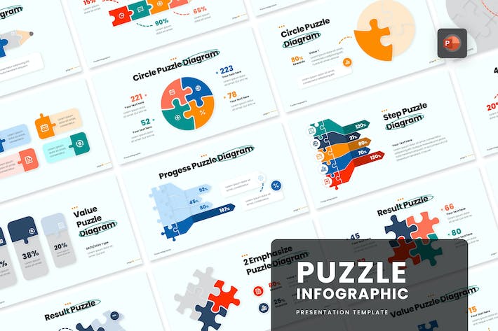 拼图信息图表数据展示PPT模板 - PPT派