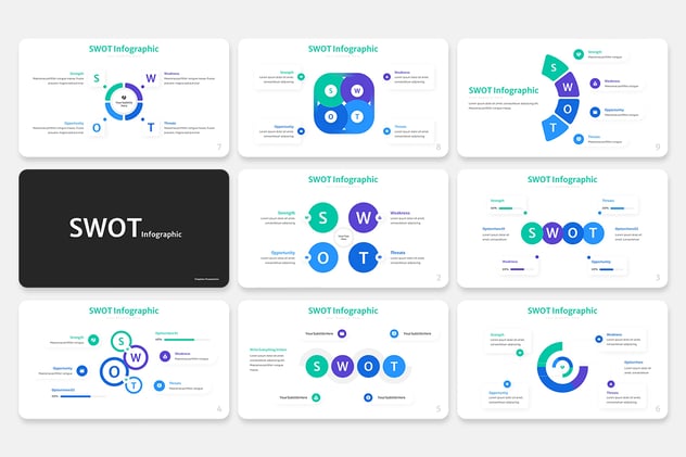 SWOT分析信息图形展示Keynote模板 - PPT派