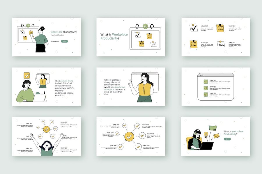 职场人物插画生产力主题PPT图解 - PPT派