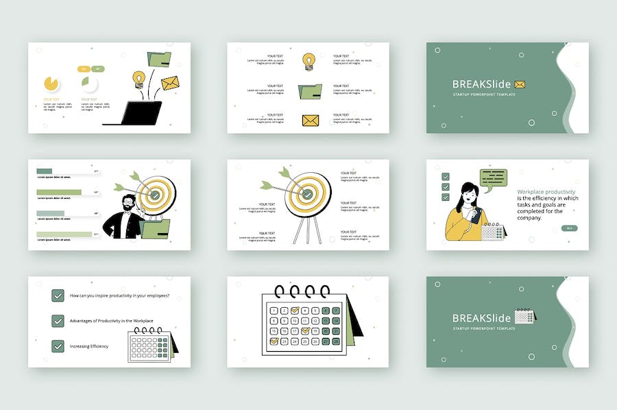 职场人物插画生产力主题PPT图解 - PPT派