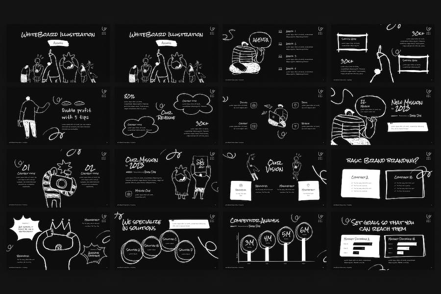 手绘涂鸦风格商务商业概念插画keynote模板 - PPT派