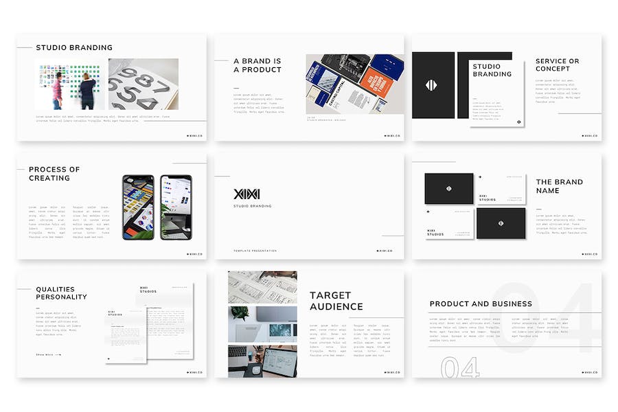 设计师个人作品集黑白极简Keynote模板 - PPT派