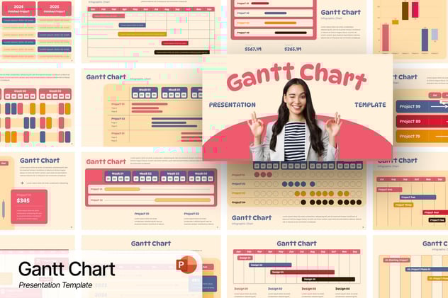 甘特图项目进度管理PPT模板 - PPT派