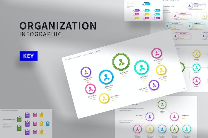 彩色组织信息图表Keynote主题模板 - PPT派