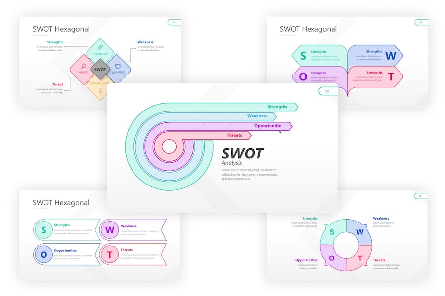 SWOT信息图形图表PPT模板 - PPT派