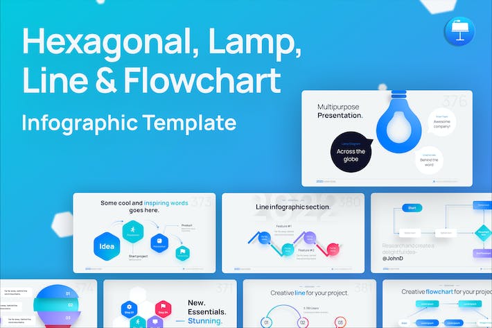 Hexagonal-lamp-line-flowchart-keynote-template- PPT派