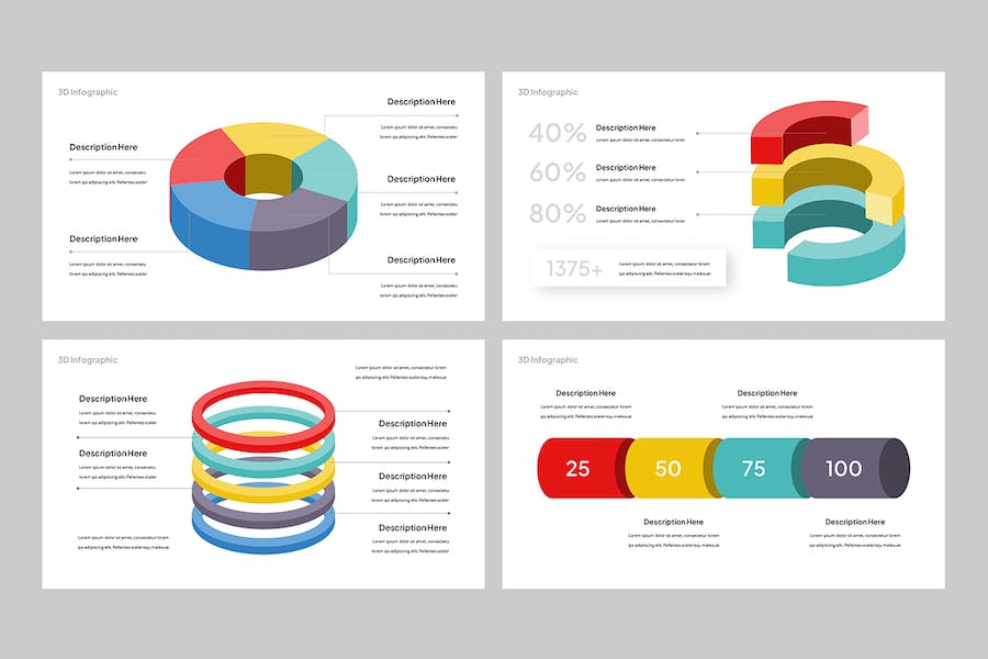 3D立体信息图表数据可视化PPT模板 - PPT派