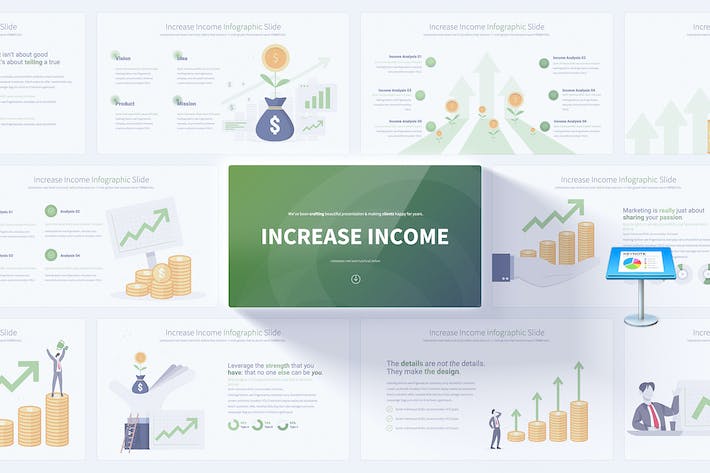 财务数据收入展示企业增加收入主旨信息图表keynote模板- PPT派