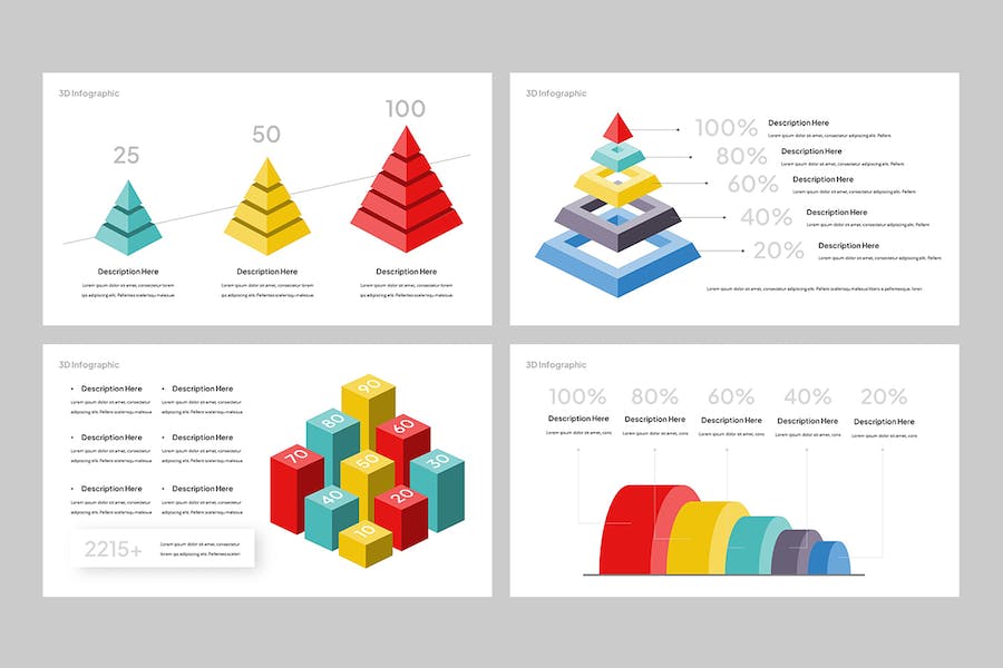 3D立体信息图表数据可视化PPT模板 - PPT派