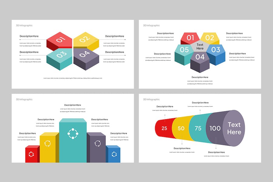 3D立体信息图表数据可视化PPT模板 - PPT派