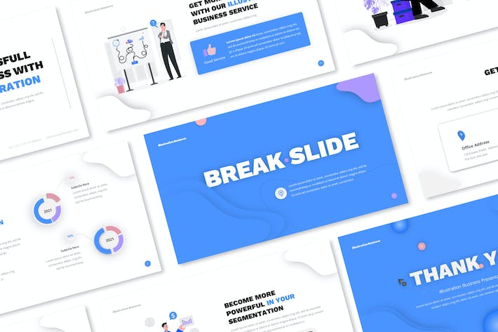 欧美商业插画可视化设计高级PPT模板 - PPT派