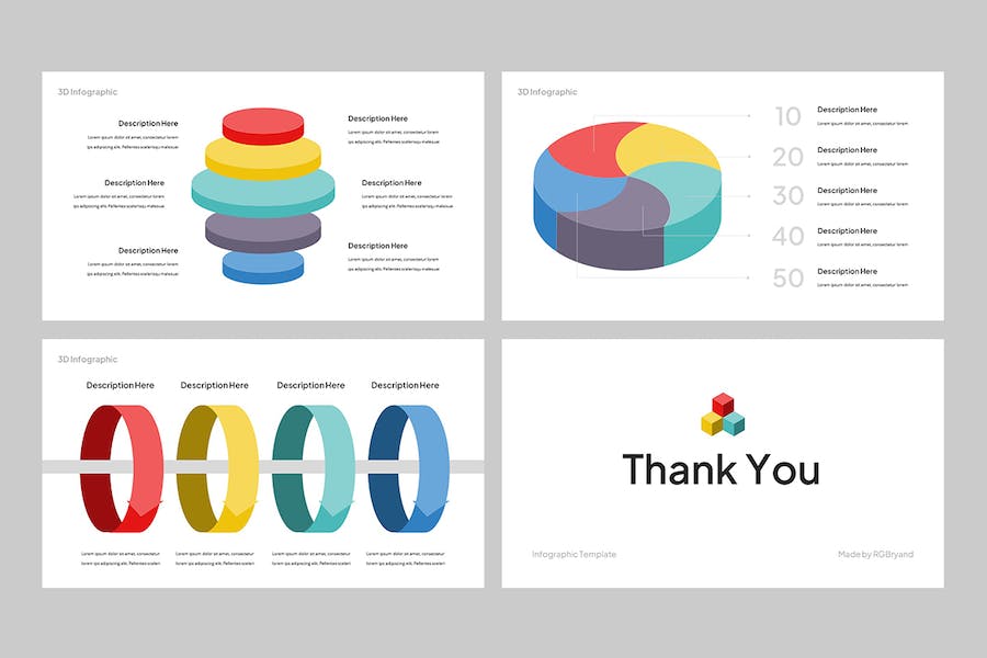 3D立体信息图表数据可视化PPT模板 - PPT派