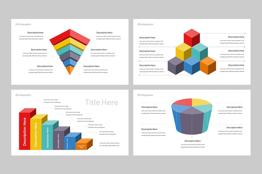3D立体信息图表数据可视化PPT模板 - PPT派