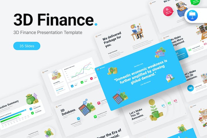 3D金融场景概念插画图形keynote模板- PPT派