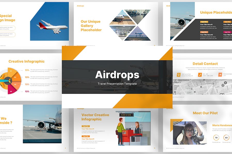 航空公司旅游度假年度数据报告PPT模板 - PPT派
