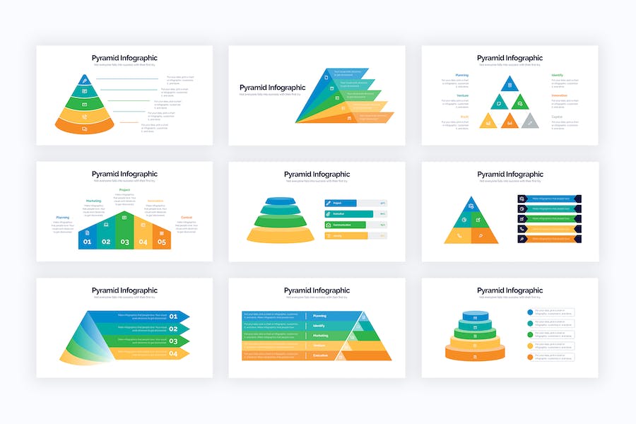 绿色商业金字塔层级信息图PPT模板 - PPT派