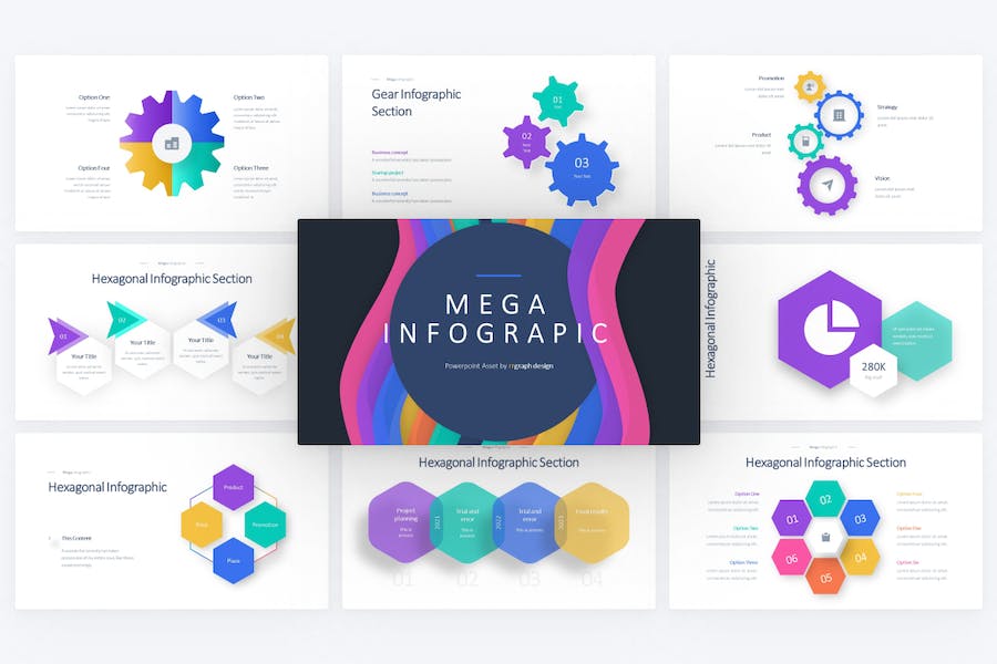 Hexagonal-gear-infographic-powerpoint-template - PPT派