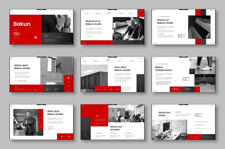 红黑配色商务企业品牌形象展示PPT模板 - PPT派