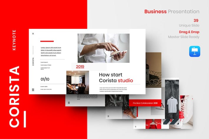 红色主题商务企业品牌宣传推广Keynote模板 - PPT派