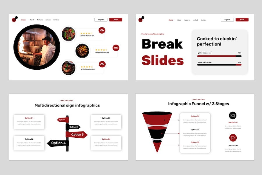 国外高档餐饮美食主题商务PPT模板 - PPT派
