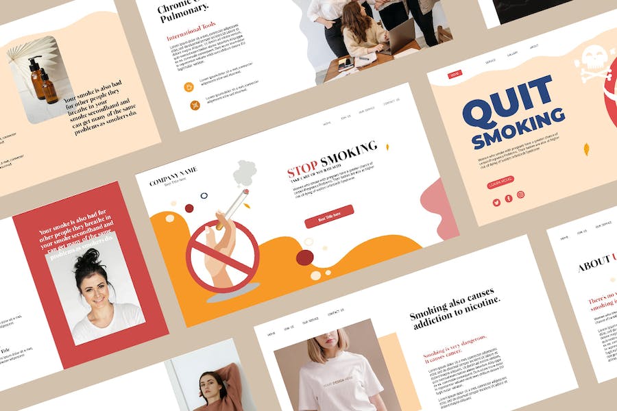 戒烟健康宣传教育推广PPT模板 - PPT派