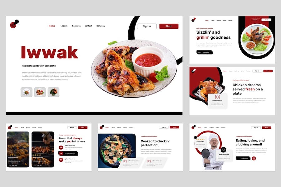 国外高档餐饮美食主题商务PPT模板 - PPT派