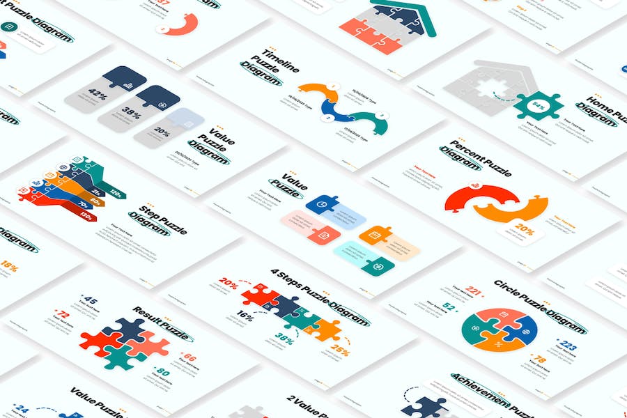 拼图信息图表数据展示PPT模板 - PPT派