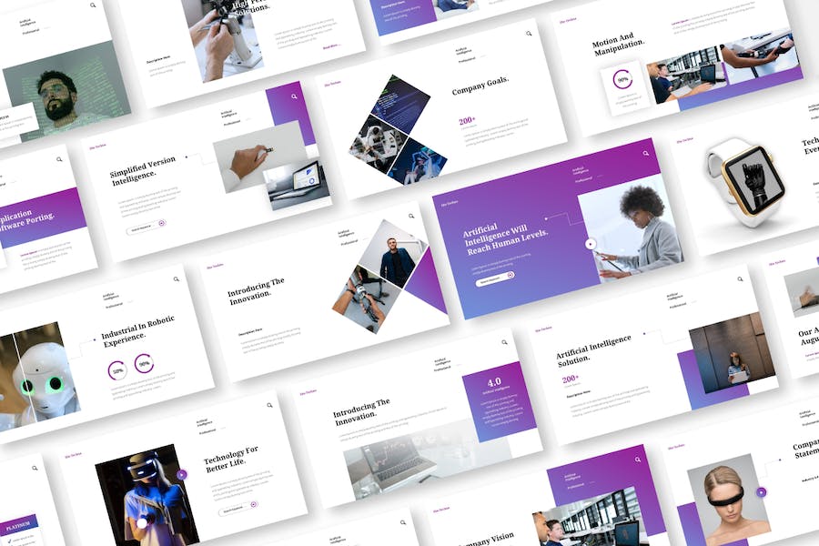 人工智能技术应用讲演方案PPT模板 - PPT派