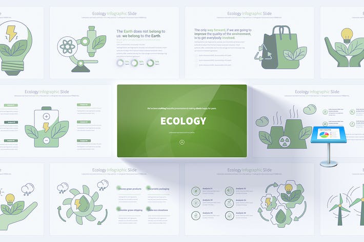 绿色生态环境保护图形keynote模板- PPT派