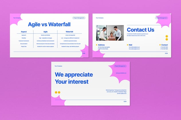 蓝白企业项目管理规划进度追踪讲述展示PPT模板 - PPT派