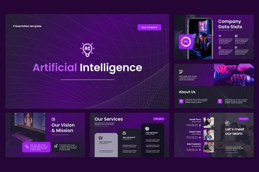 人工智能技术商务应用融资演讲Keynote模板 - PPT派
